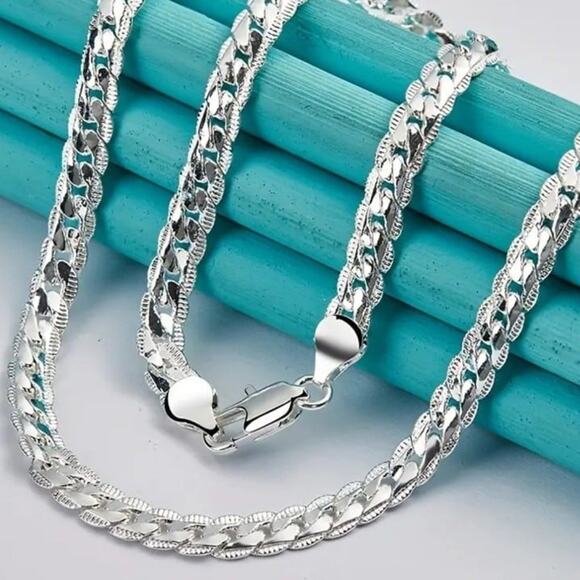 925 Chain Necklace Petite Size Sterling Silver Cuban Snake Birthday Christmas - Picture 1 of 7